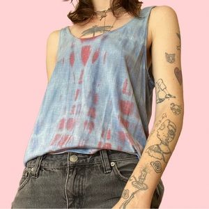 Pink and blue tie dyed light weight tank top